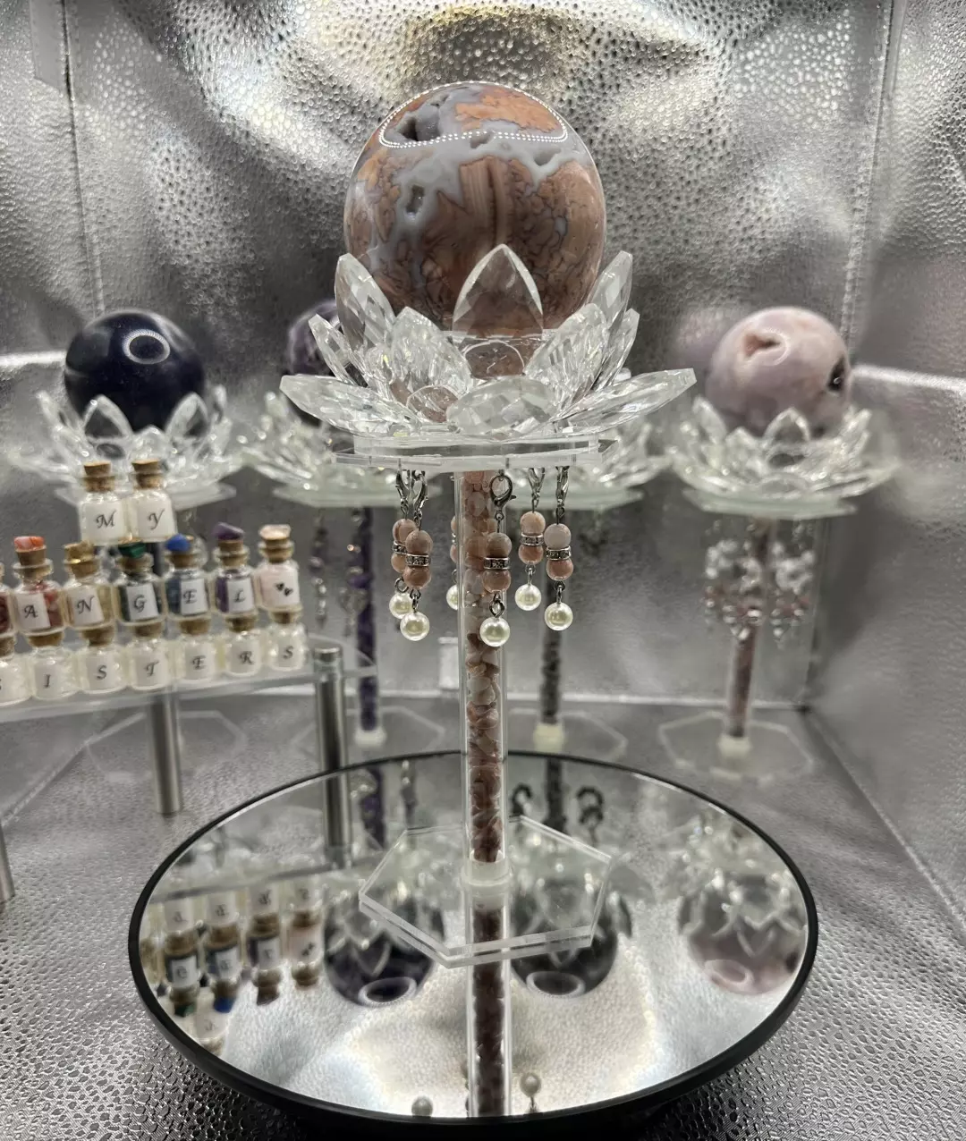 plant/65mm Cotton Candy/Pink Agate Sphere & Stand Set!-6