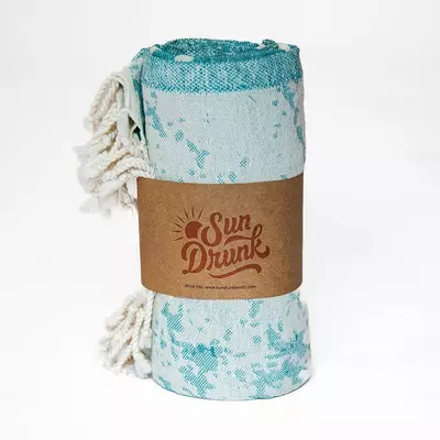 plant/Sea Turtle Turkish Towel - Turquoise-6-thumbnail