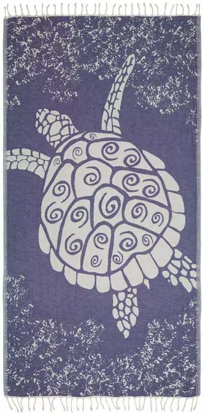 plant/Galapagos Turtle Turkish Towel - Bleue-2-thumbnail