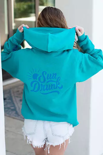 plant/Hoodie - Teal with Sun Drunk Design-1-thumbnail