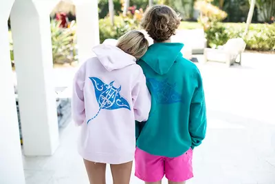 plant/Hoodie - Teal with Manta design-1-thumbnail