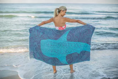 plant/Whale Shark Turkish Towel - Turquoise-1-thumbnail