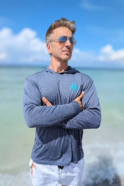 plant/High Performance UPF Shirt 50+ Heather Navy with Hood-0-thumbnail