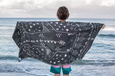 plant/Shark Turkish Towel - Noir-1-thumbnail