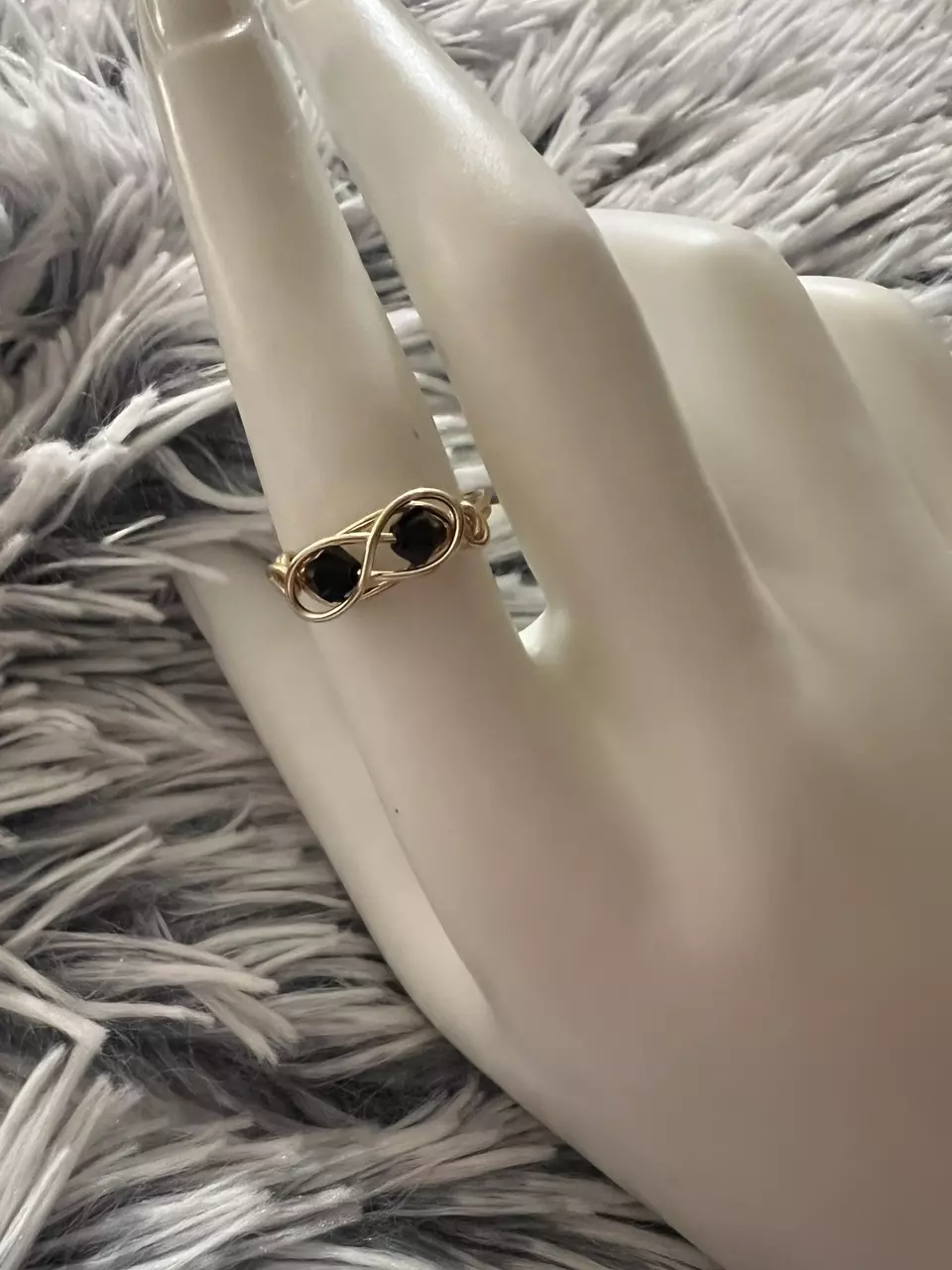 plant/Size 8 black crystal ring-0