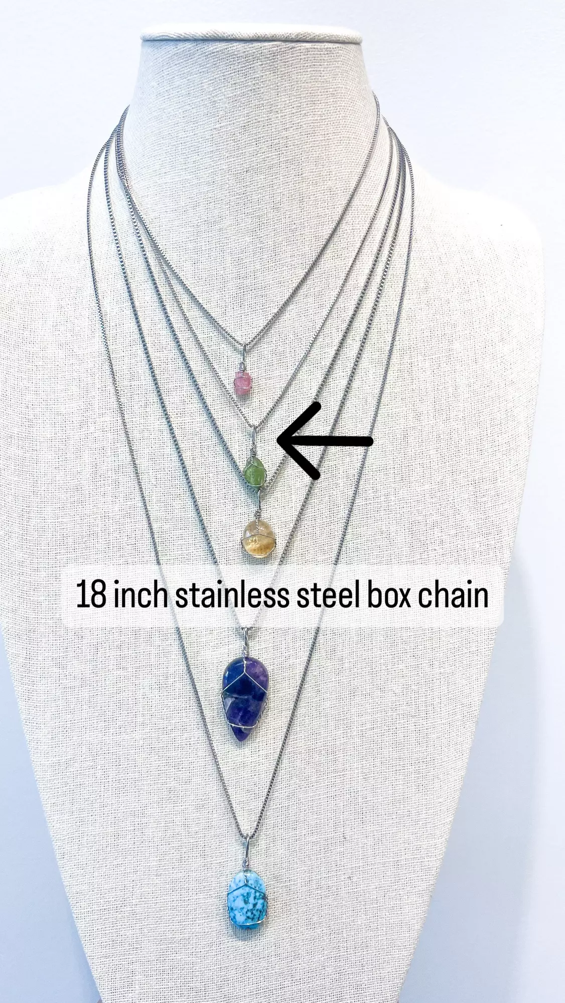 plant/18inch stainless steel box chain (stone not included)-0