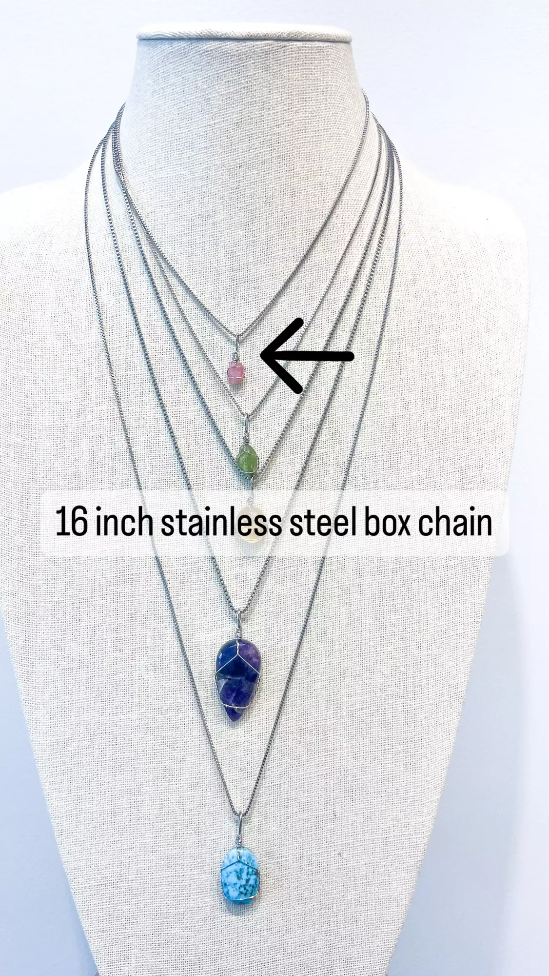 plant/16inch stainless steel box chain (stone not included)-0