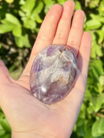 plant/Chevron “Dream” Amethyst Palmstone AA Quality-0-thumbnail