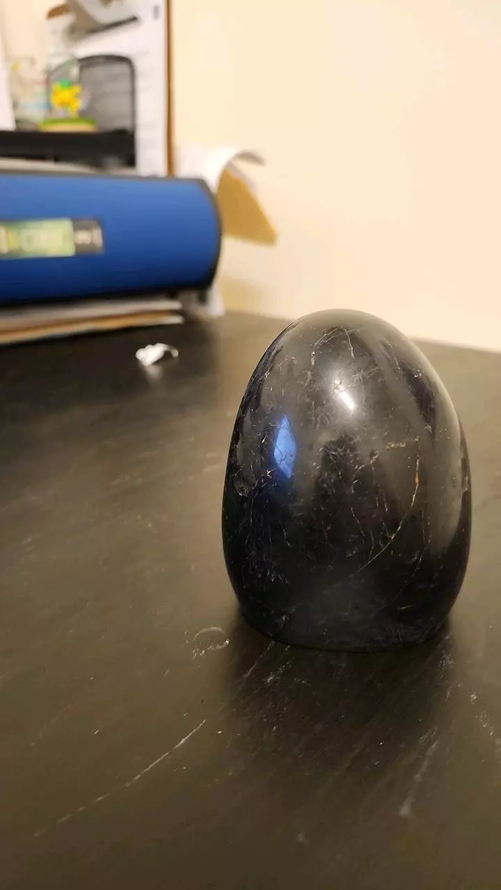 plant/Black tourmaline smooth dome shaped was 156-0