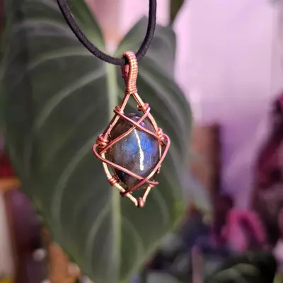 plant/Handcrafted Wire Wrapped Labradorite Pendant-2-thumbnail