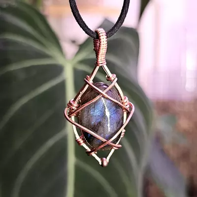 plant/Handcrafted Wire Wrapped Labradorite Pendant-0-thumbnail