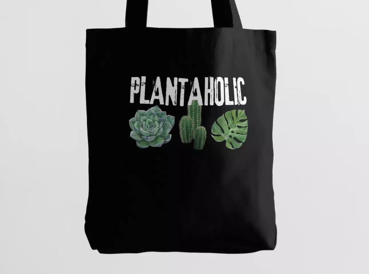 plant/Plantaholic Cotton Canvas Tote Bag Black-0