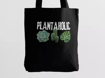 plant/Plantaholic Cotton Canvas Tote Bag Black-0-thumbnail