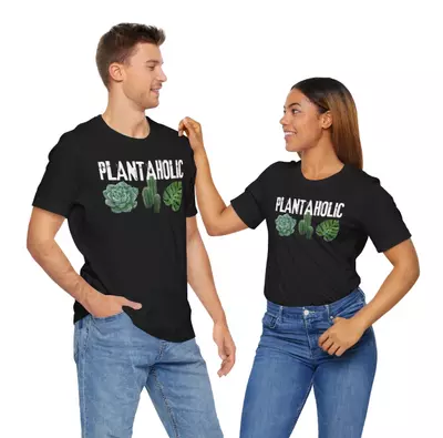 plant/Plantaholic Unisex Black 100% Cotton T-shirt-2-thumbnail