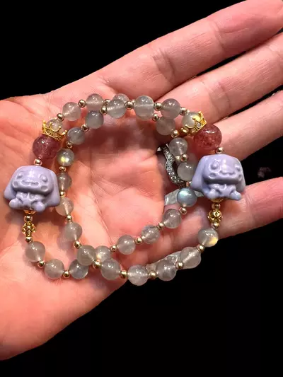 plant/Labradorite beaded cinnamonroll bracelet-0-thumbnail