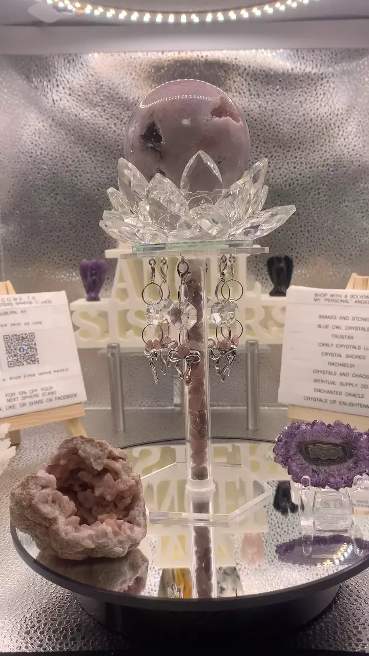 plant/Pink/Purple Amethyst Sphere Stand Set-0