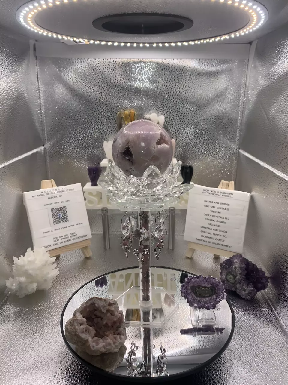 plant/Pink/Purple Amethyst Sphere Stand Set-1