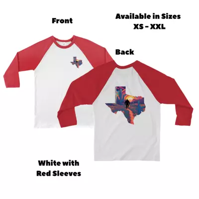 plant/White with Red Sleeves - Texas Wild 3/4 Baseball Tee-0-thumbnail