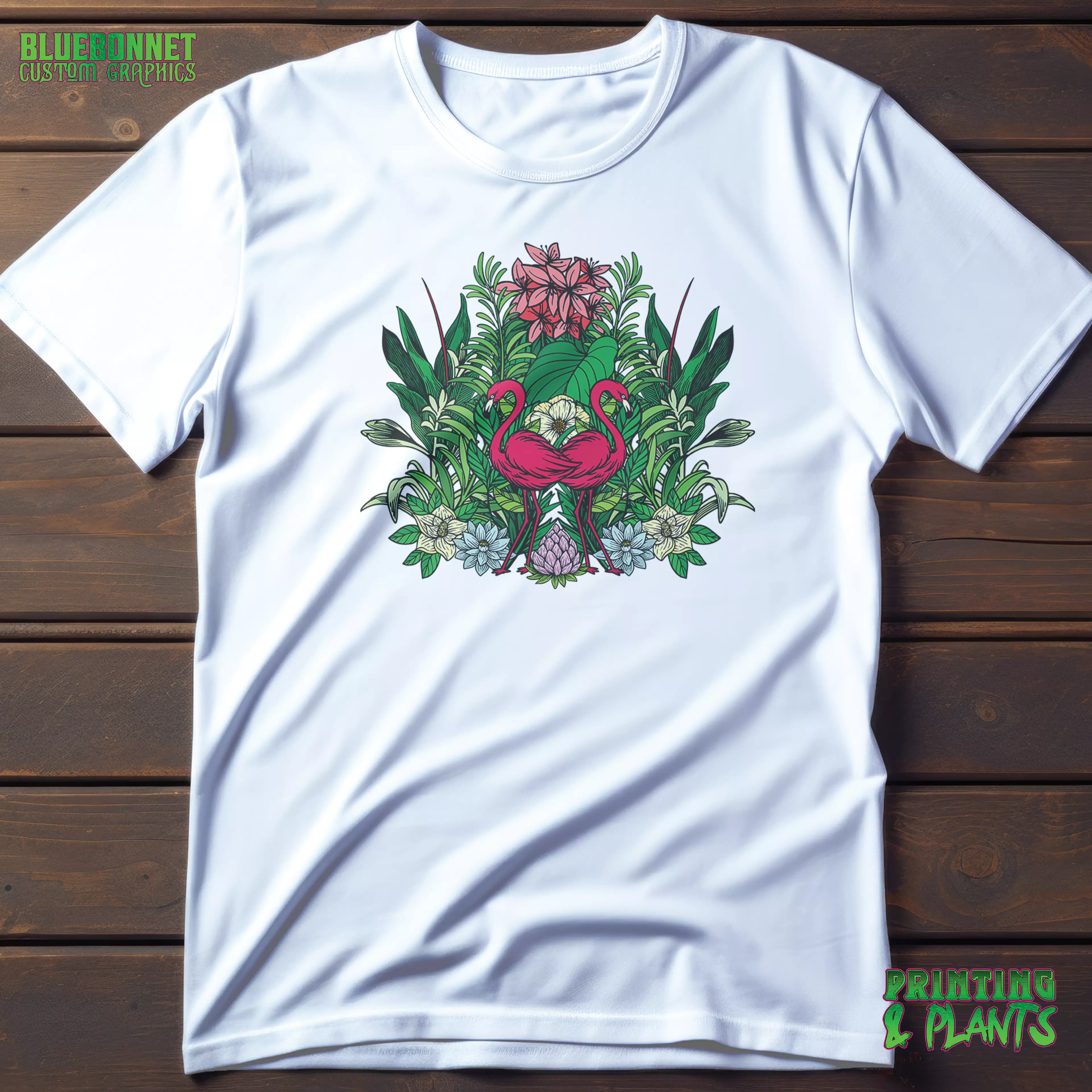 plant/Size L - Dueling Flamingos Tee-0