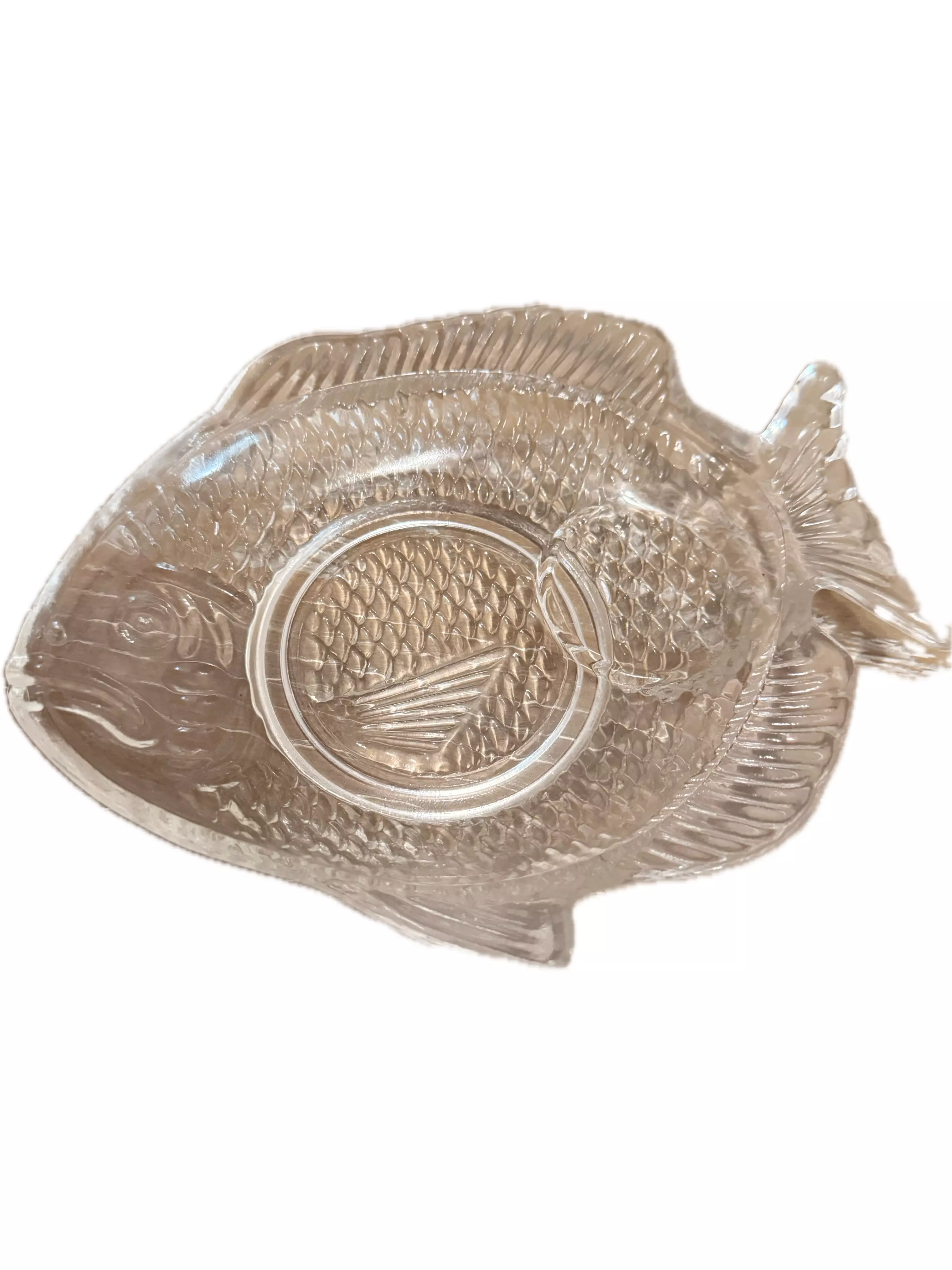 plant/vintage pressed glass fish plate-0