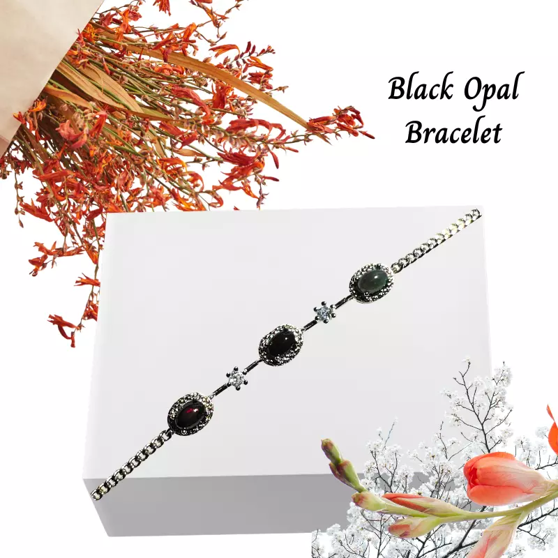 plant/Black Opal Crystal Bracelet-0