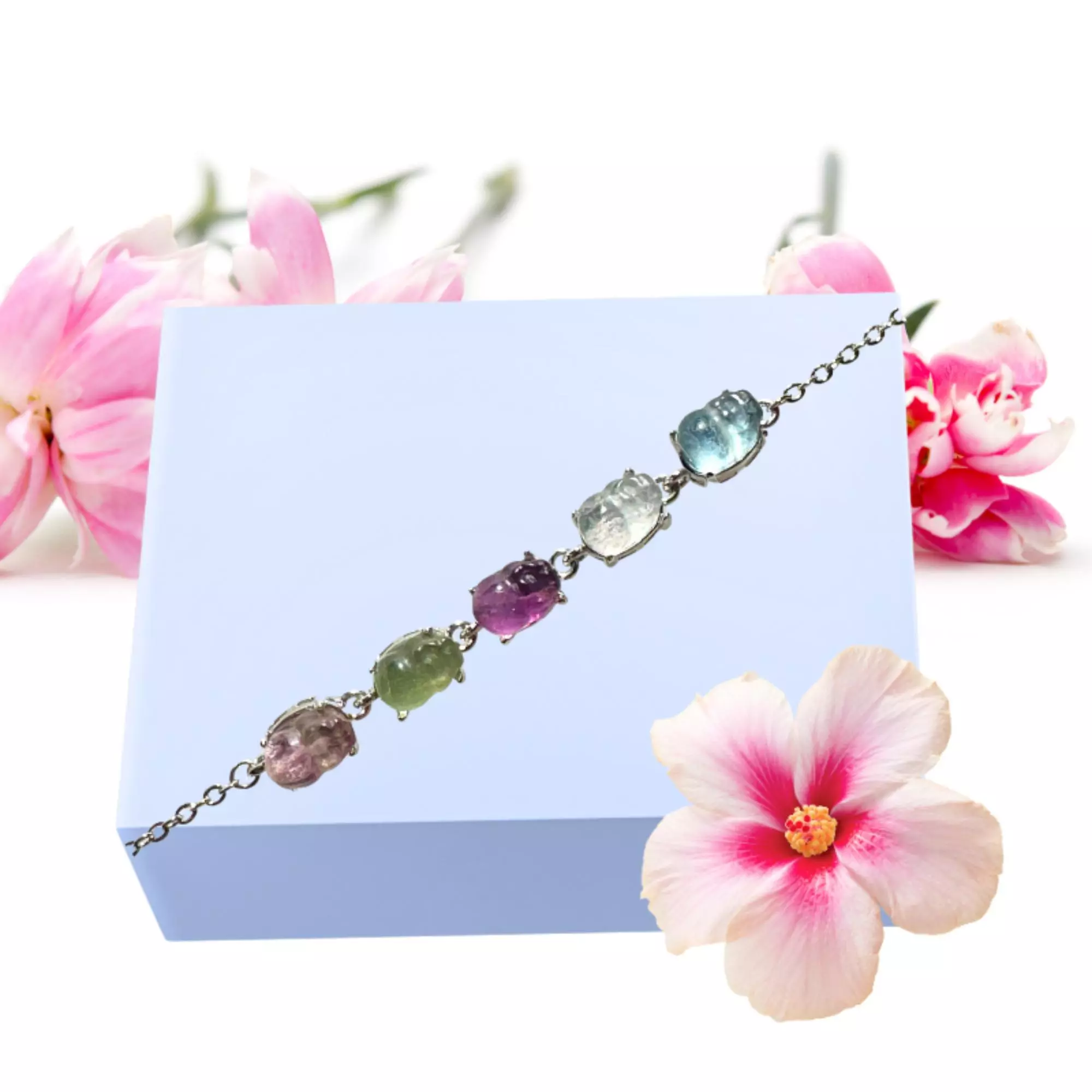 plant/Rainbow Fluorite Crystal Bracelet-0
