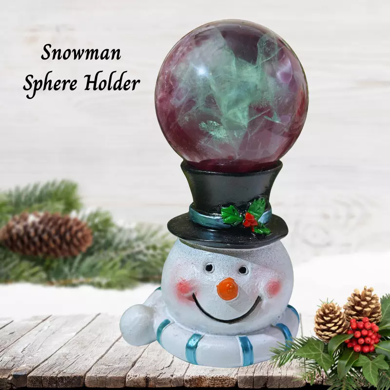 plant/Resin Snowman Crystal Sphere Holder-0