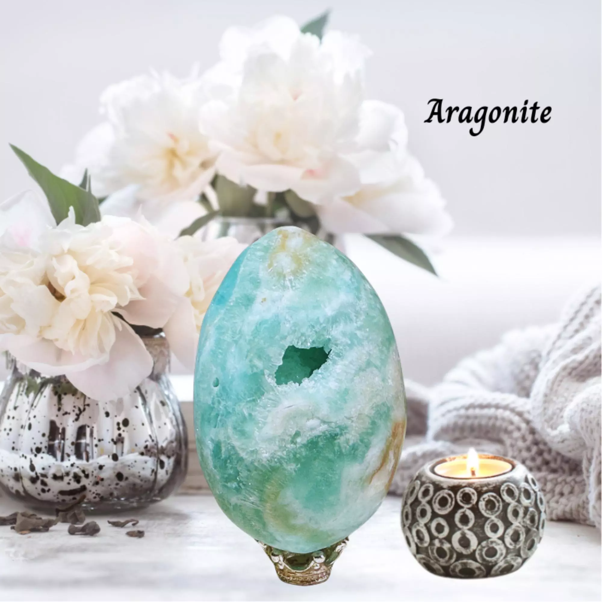 Blue Hemimorphite Crystal Egg ~ Gemstone Egg