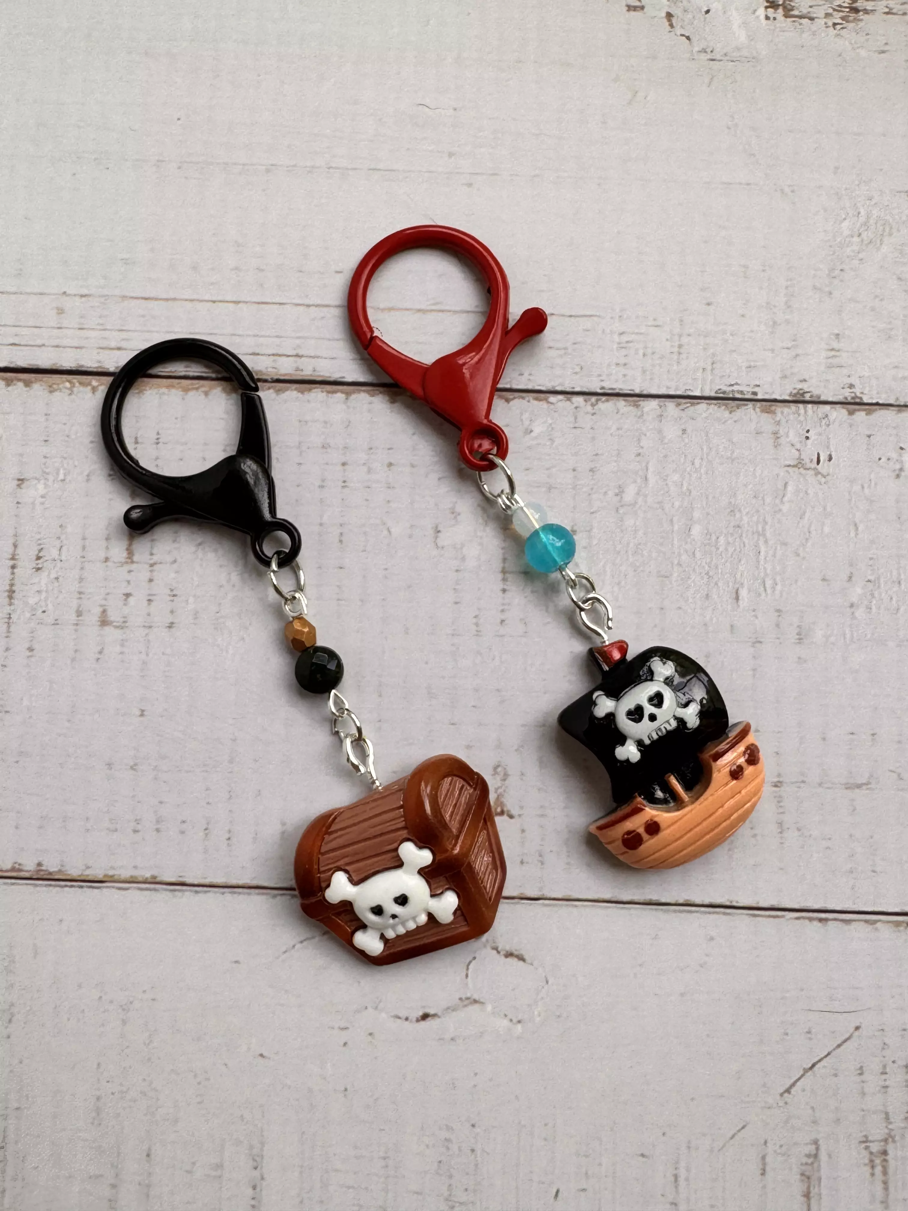 Pirate Ship & Treasure Chest Pair of Stitch Markers