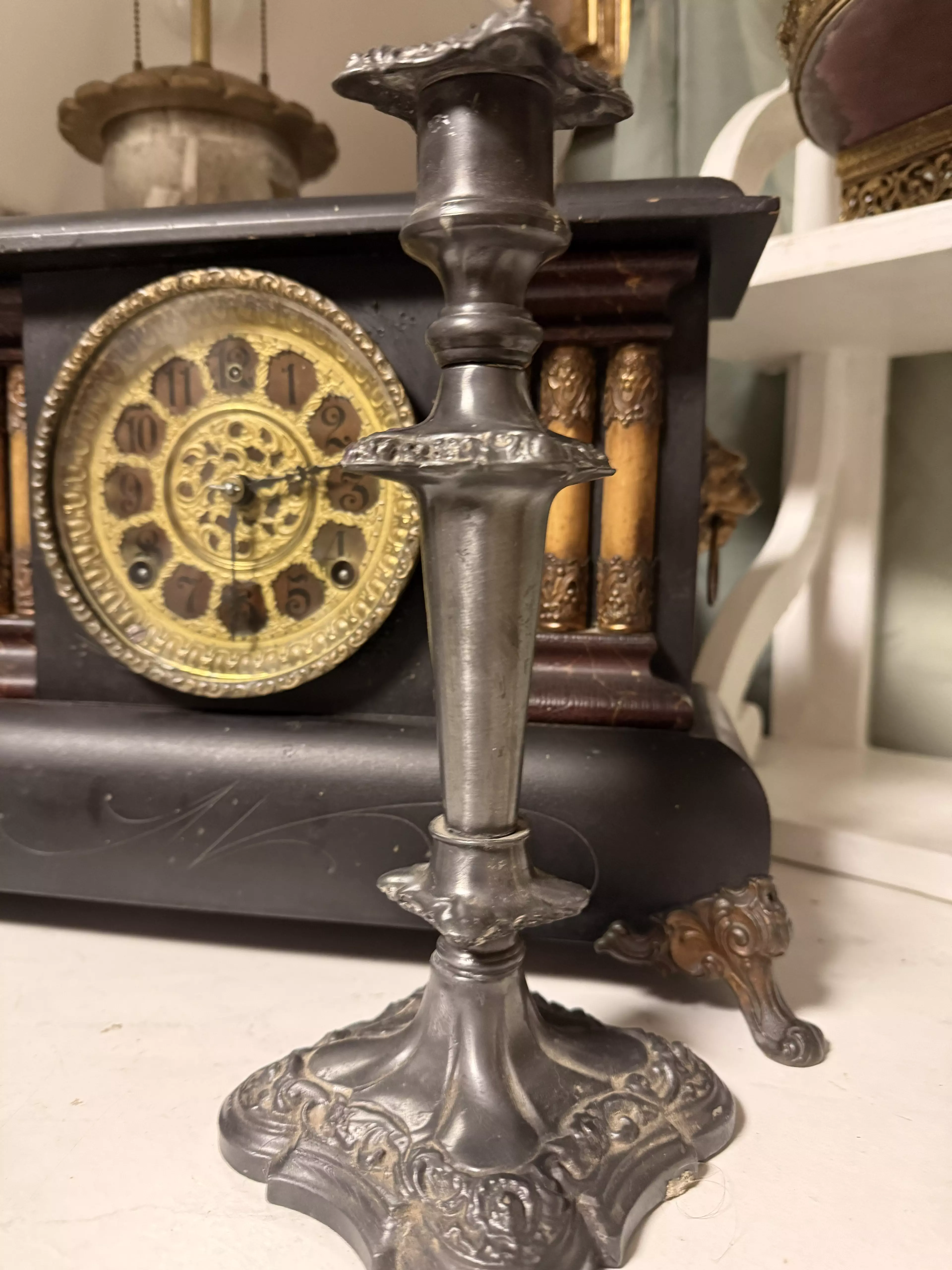 plant/Silver Plated Ornate Candle stick Holder 13 in -0