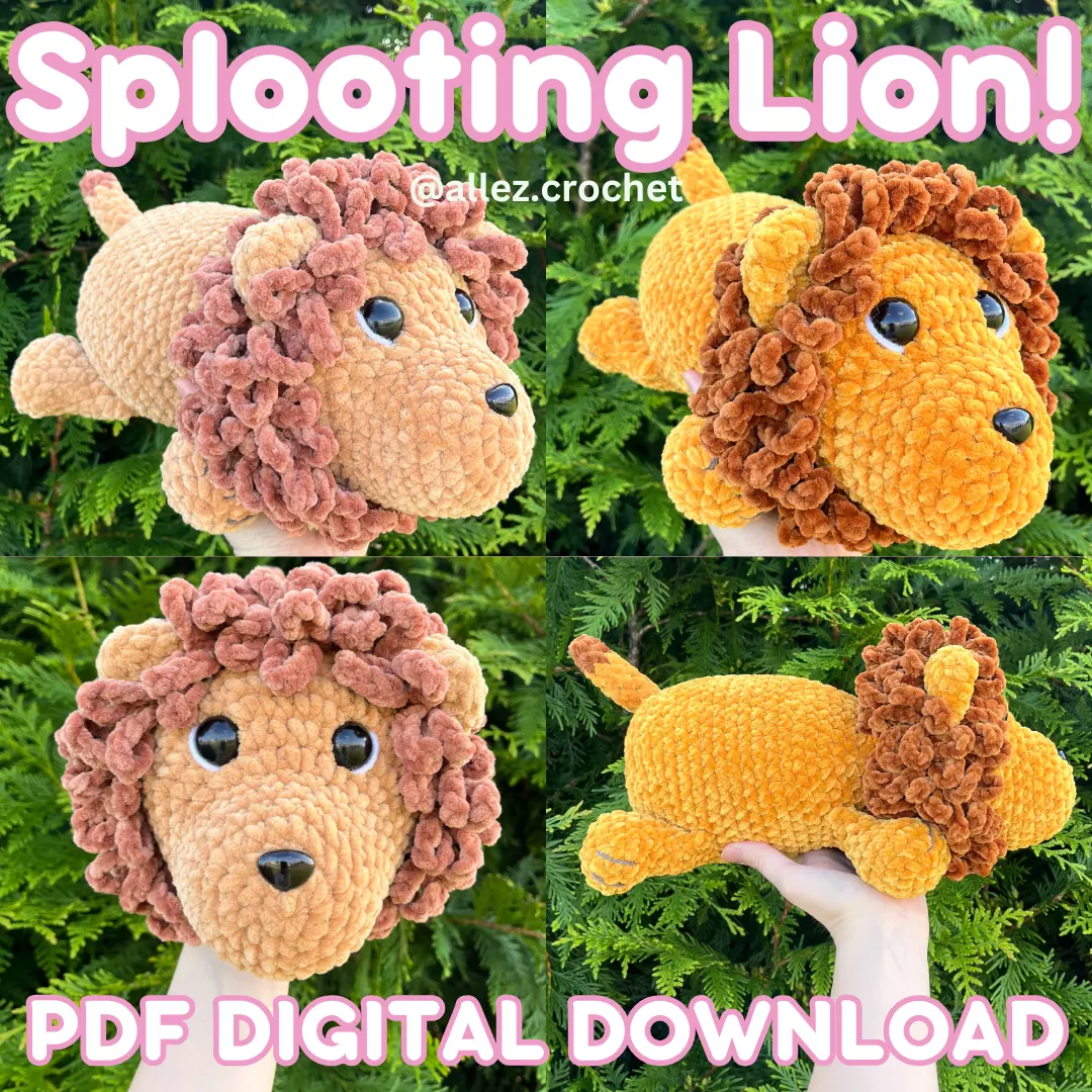 plant/PDF Crochet Pattern; Splooting Lion!🦁 (NOT a physical product!)-0