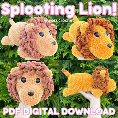 plant/PDF Crochet Pattern; Splooting Lion!🦁 (NOT a physical product!)-0-thumbnail