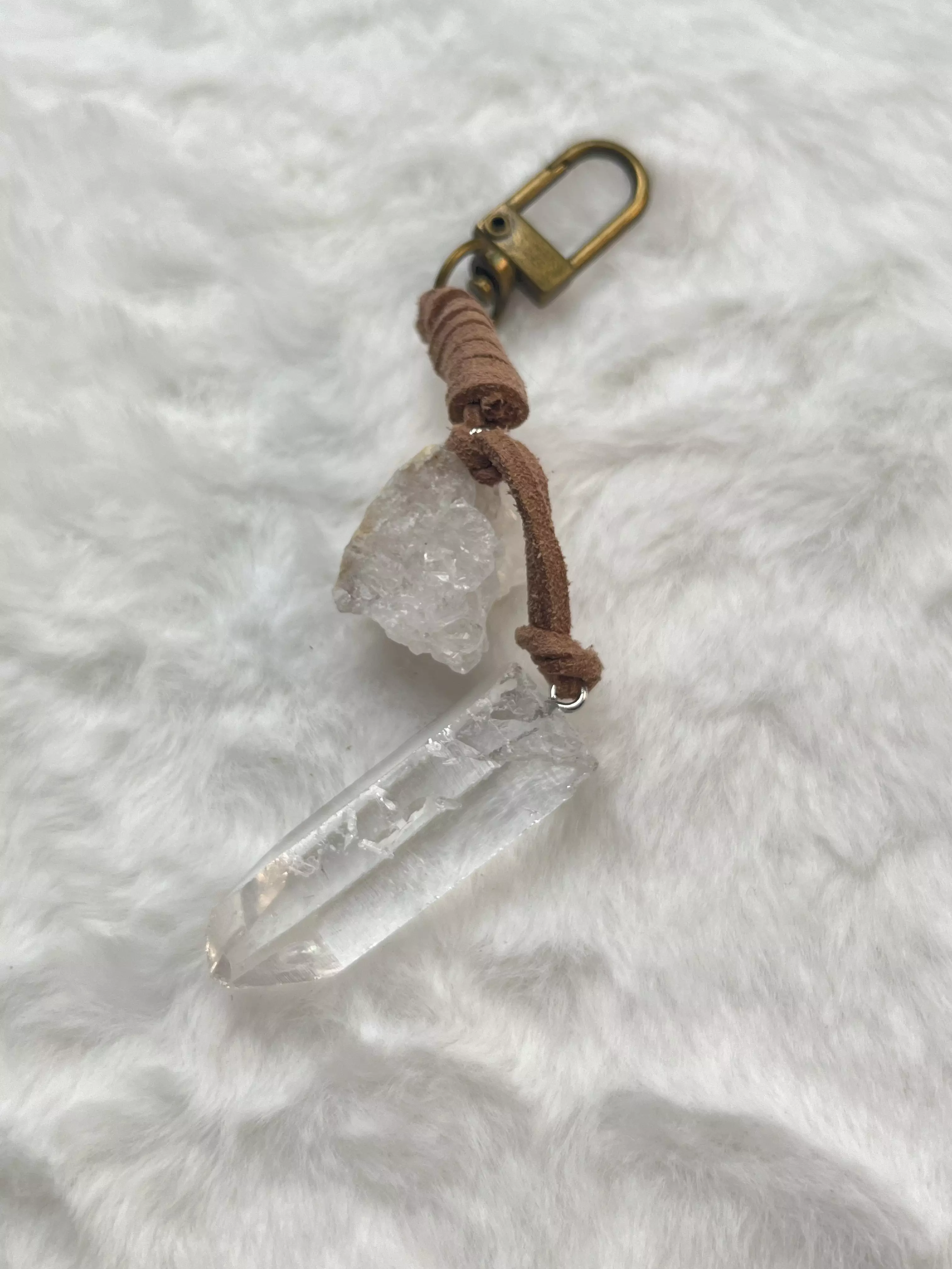 plant/Natural Crystal Stone Keychain(white)-1