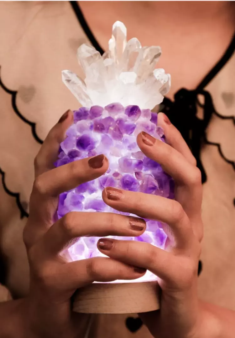 plant/Natural Crystal Amethyst Pineapple Lamp-1