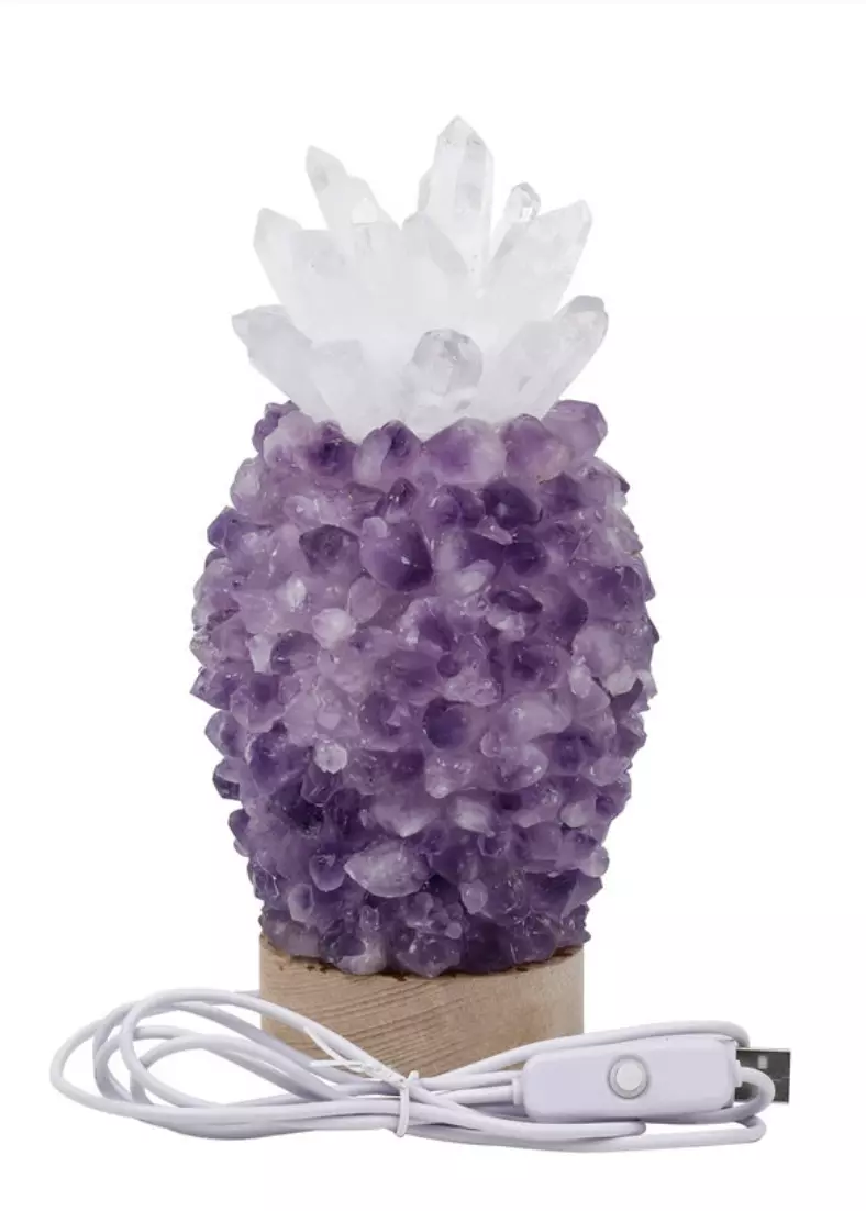 plant/Natural Crystal Amethyst Pineapple Lamp-0