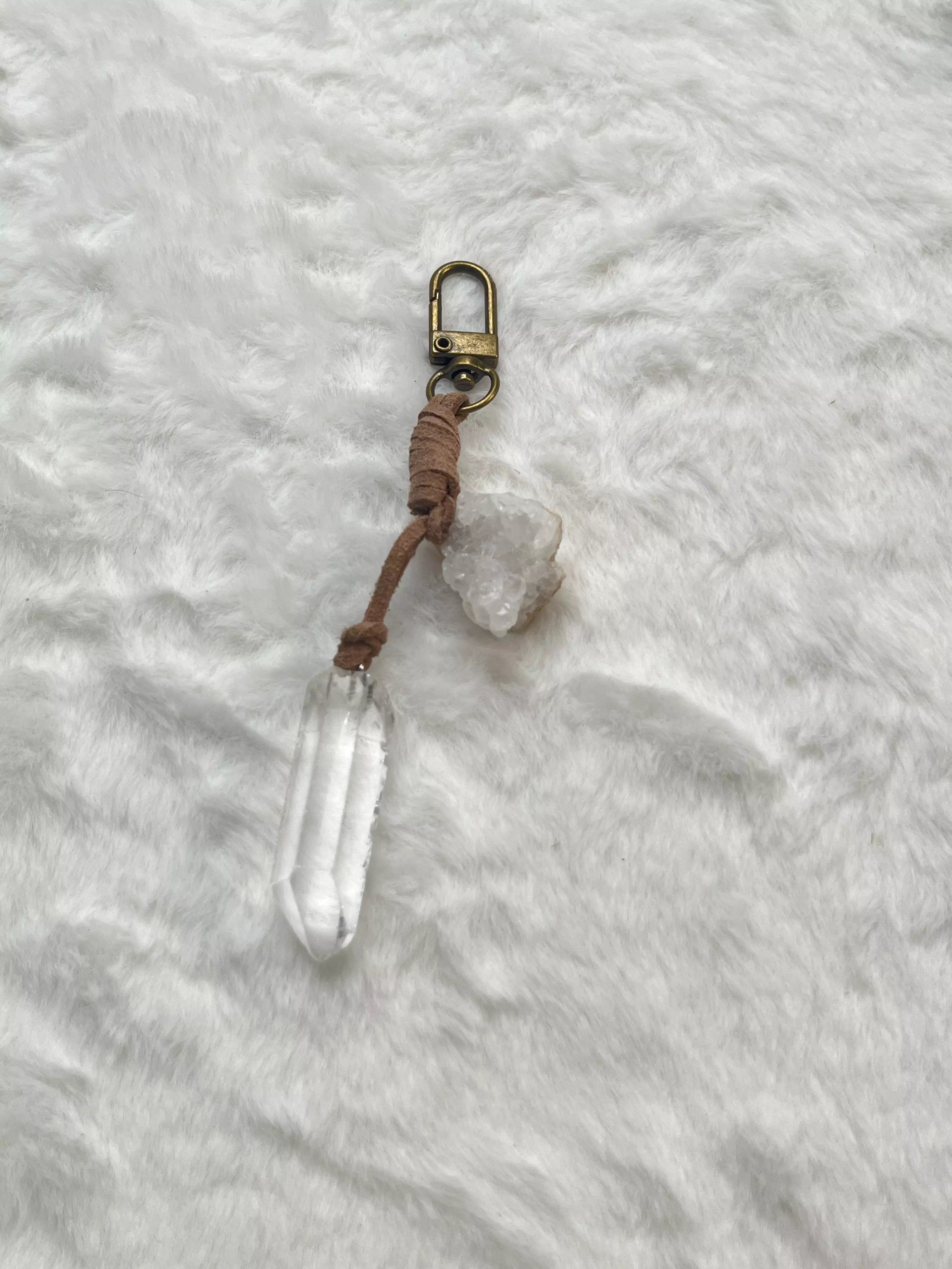 plant/Natural Crystal Stone Keychain(white)-0