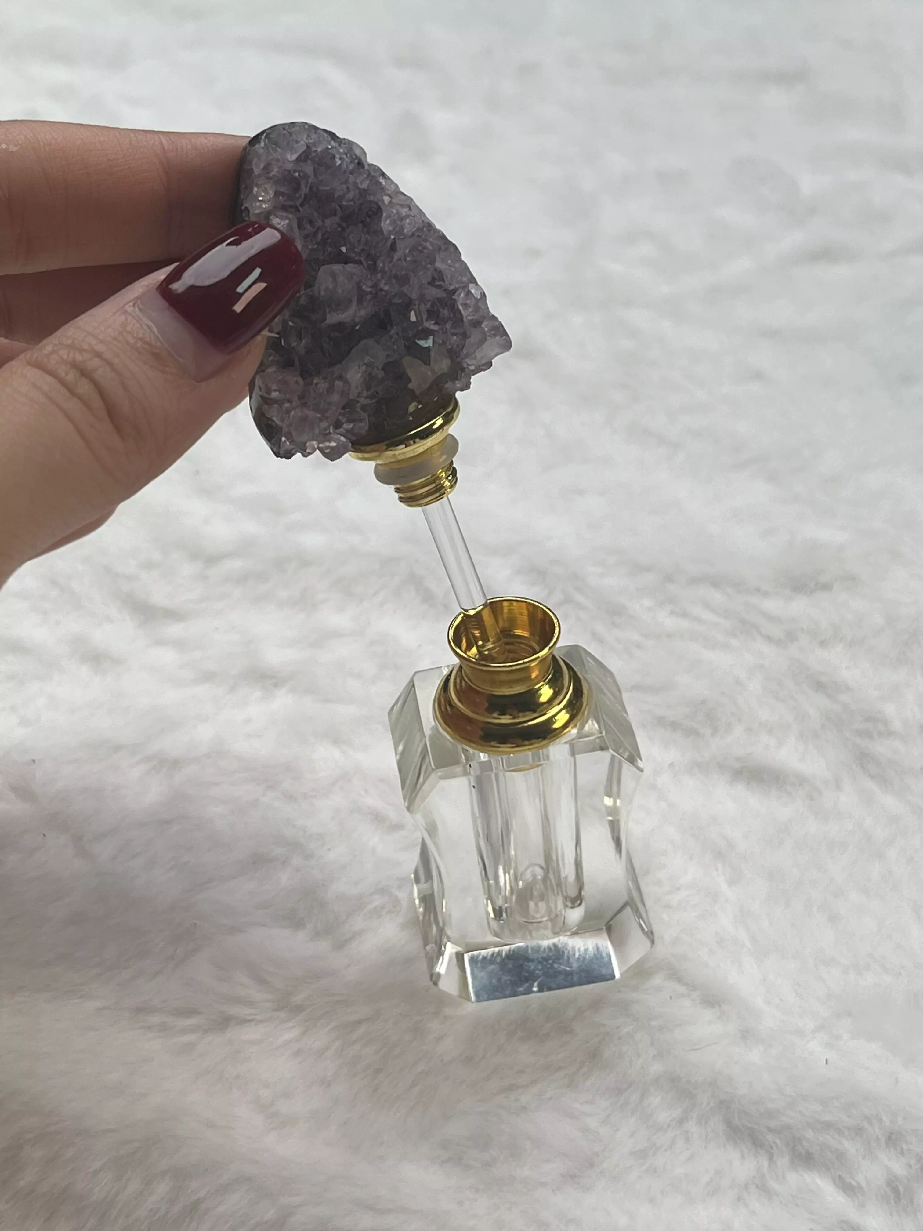 plant/Natural Amethyst Crystal Perfume/ Essential Oil Bottle-0