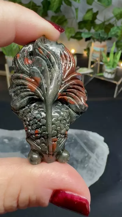 plant/African Blood Stone or Ocean Jasper hand carved goldfish-1-thumbnail