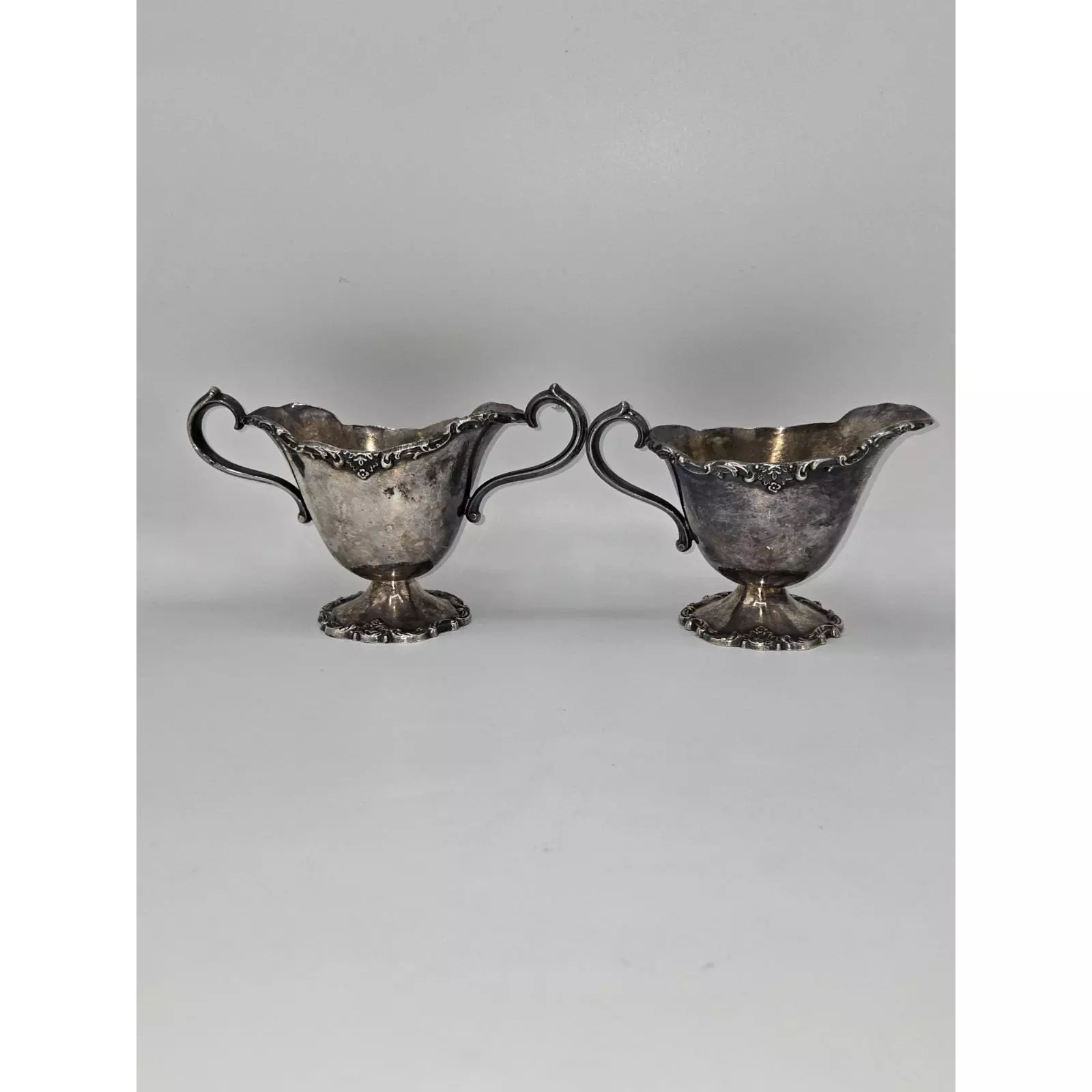 plant/Poole Silver Co. Lancaster Rose Silver Plated Creamer and Sugar Bowl Set #406-0