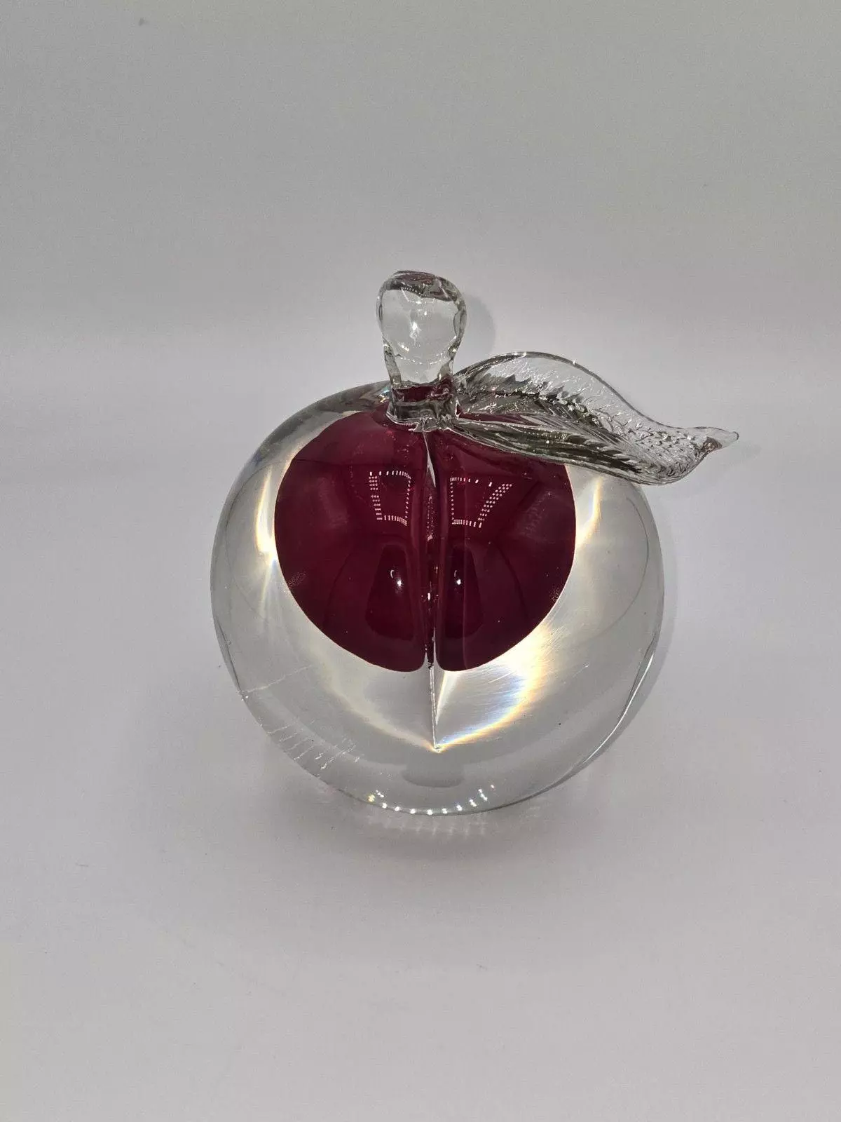 plant/Alfredo Barbini Murano For Oggetti Signed Venetian Art Glass Apple Figurine-0