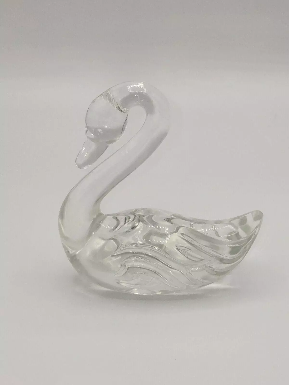 plant/Fenton Vintage Clear Crystal Swan Figurine-1