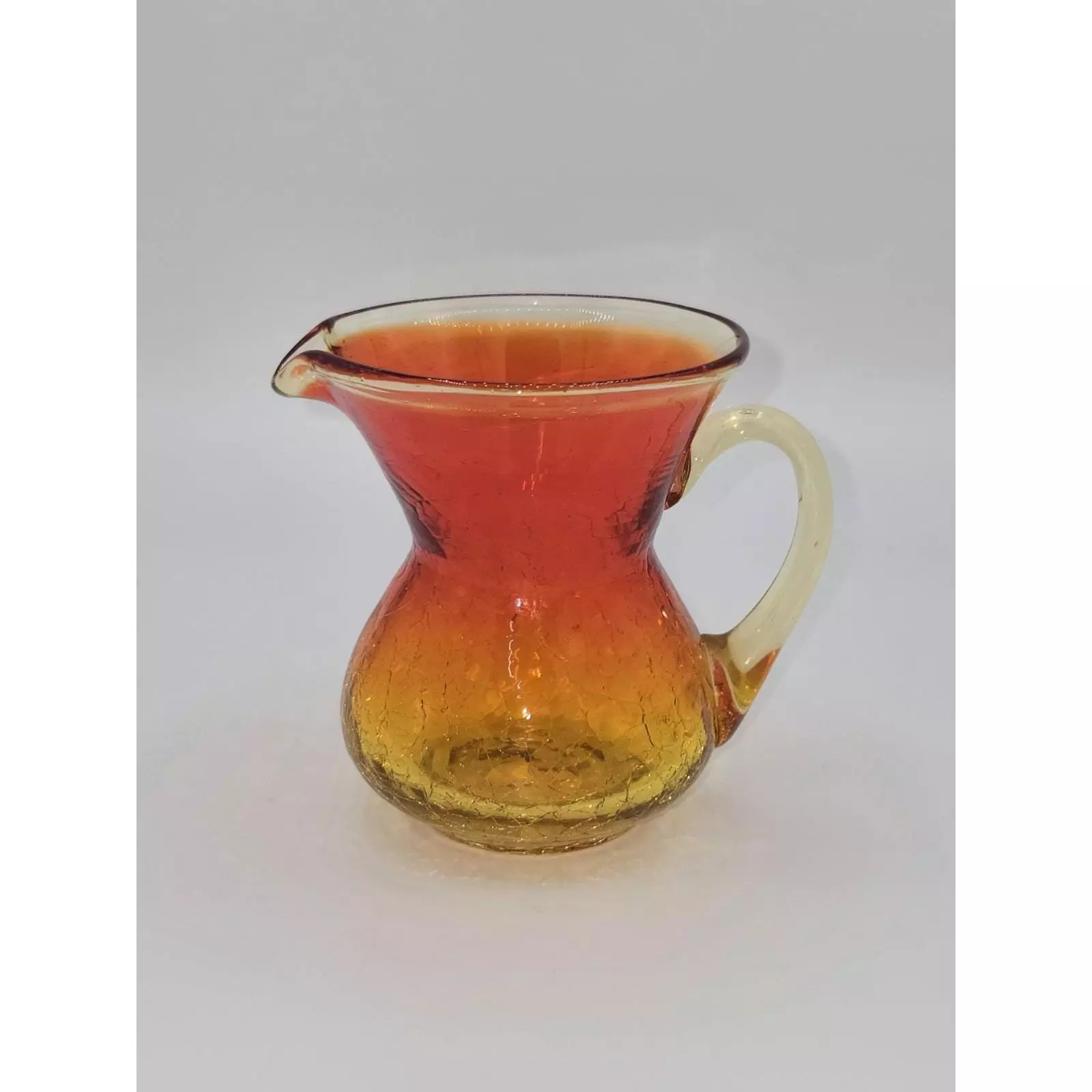 plant/Vintage Amberina Hand Blown Miniature Crackle Glass Pitcher-1