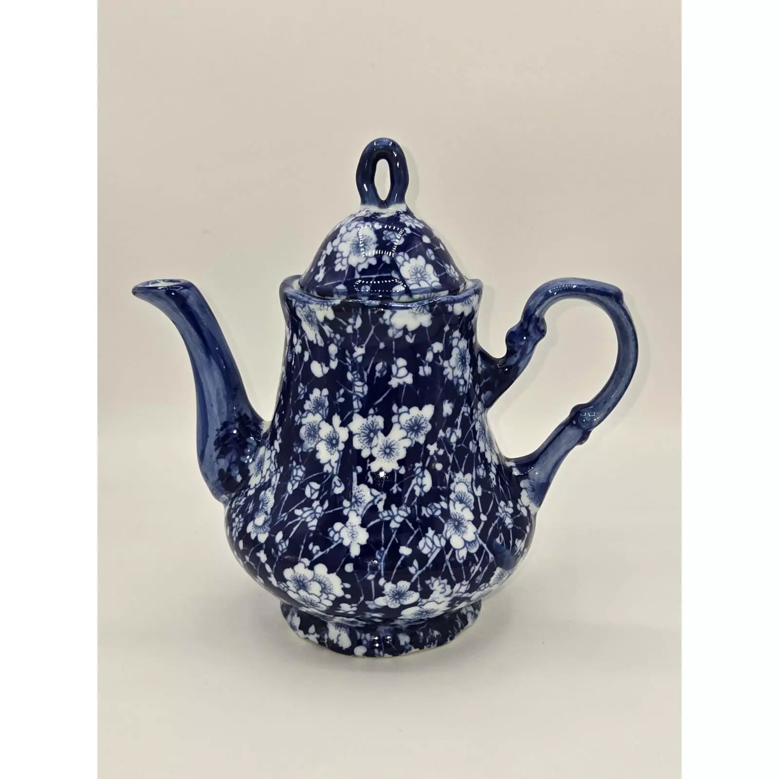 plant/Antique Chinese Qing Hua Ceramic Blue Flower Tea Pot-1