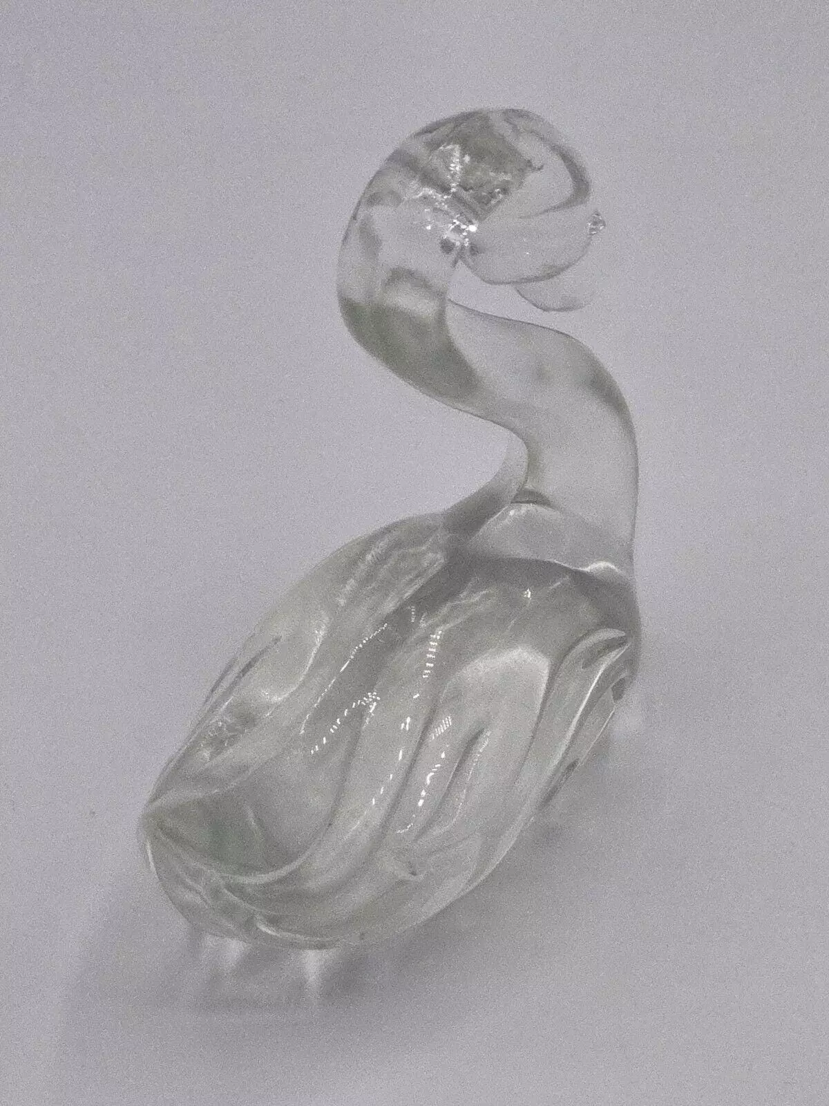 plant/Fenton Vintage Clear Crystal Swan Figurine-5