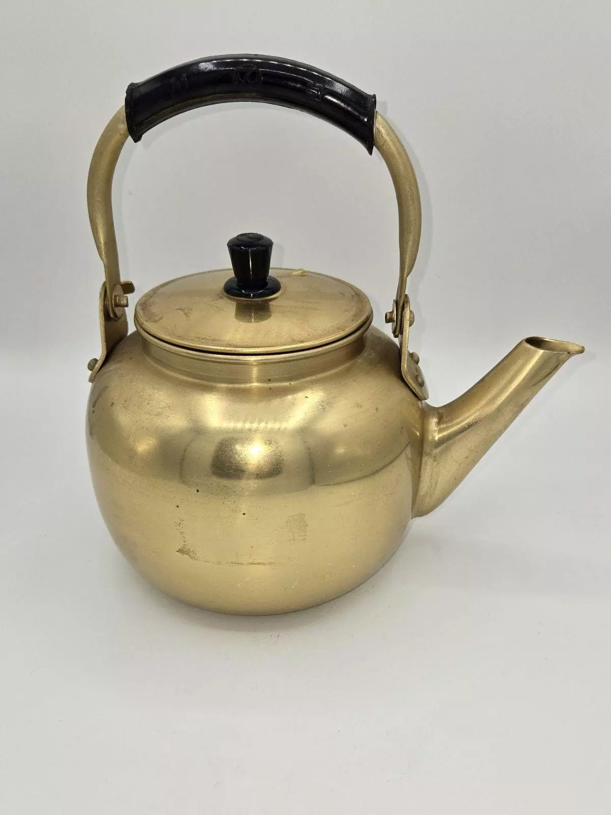 plant/Gold-Toned Aluminum Tea Kettle Vintage-0