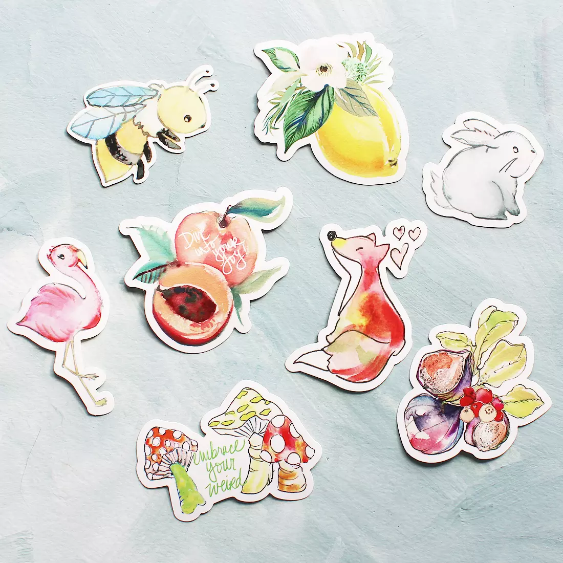 plant/Watercolor Stickers - Critters/Fruits/Mushrooms-0
