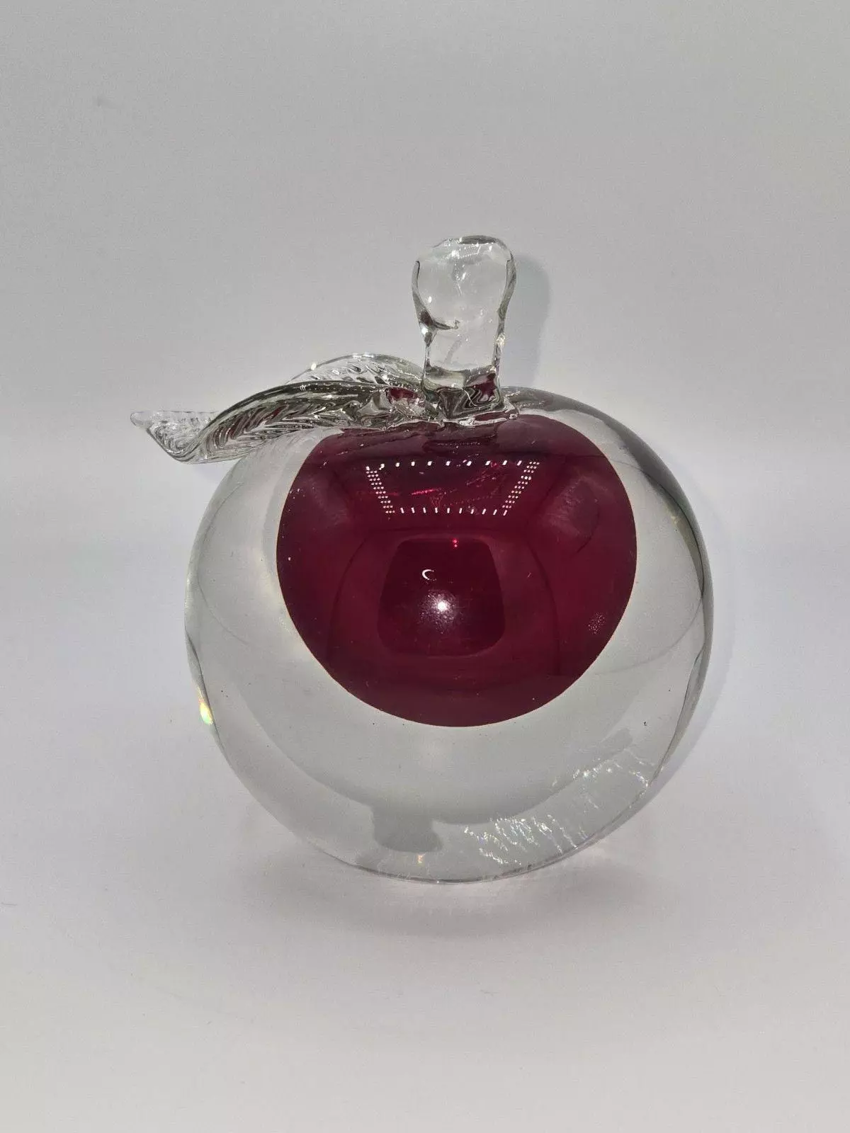 plant/Alfredo Barbini Murano For Oggetti Signed Venetian Art Glass Apple Figurine-1