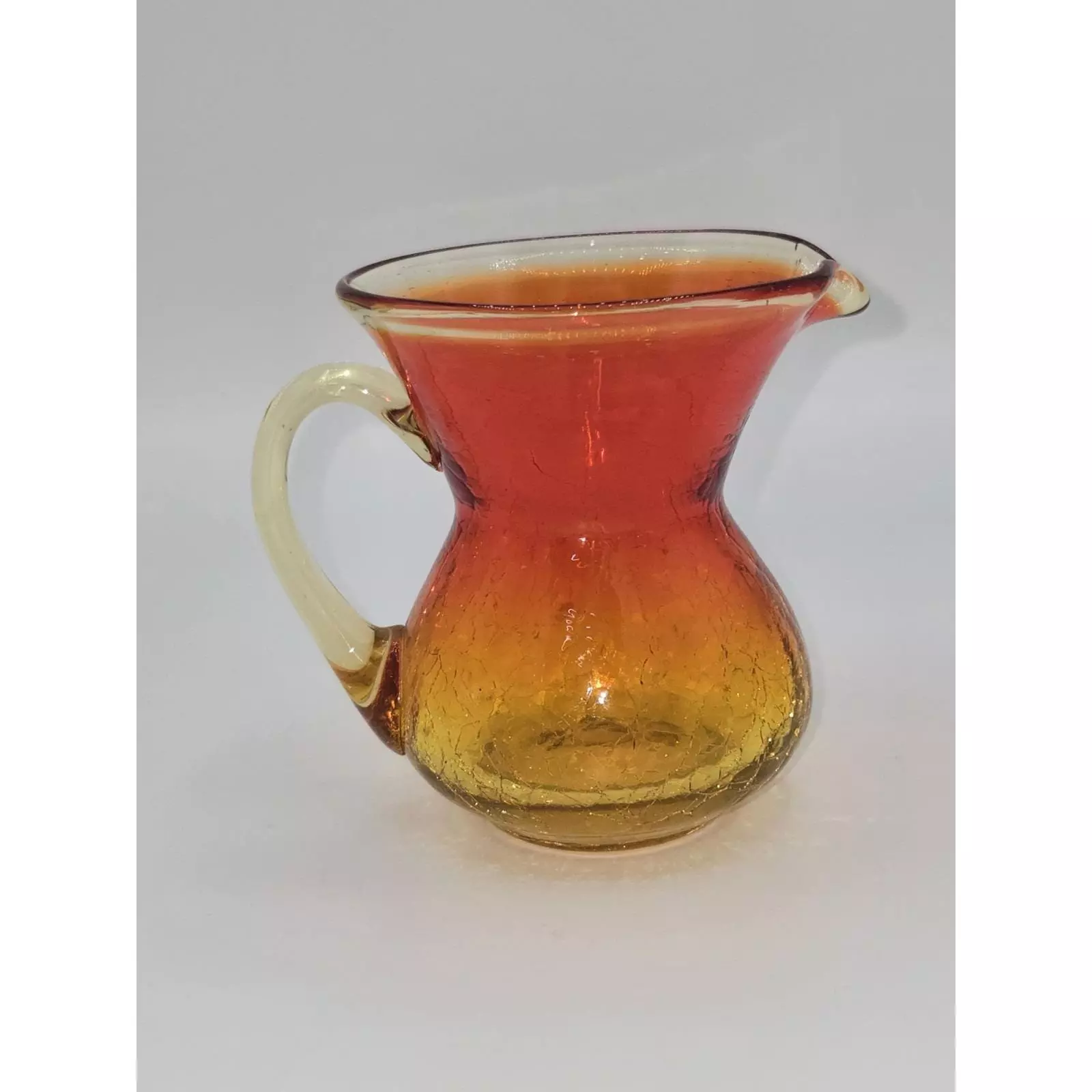 plant/Vintage Amberina Hand Blown Miniature Crackle Glass Pitcher-0