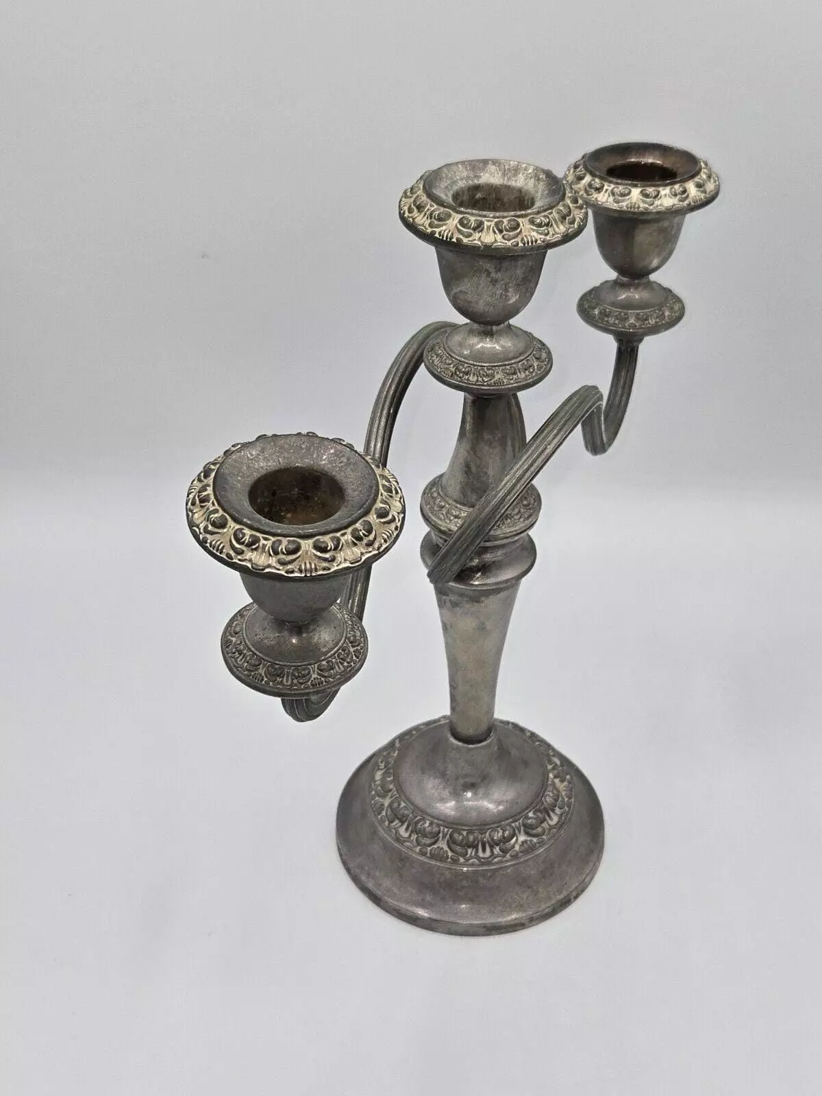 plant/Vintage Ian Heath Lanthe Silver Plate English 3 Cup Candleabra-1