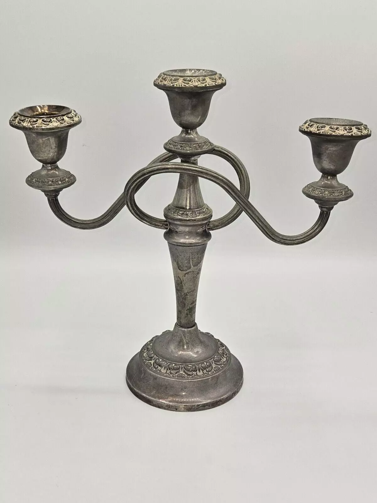 plant/Vintage Ian Heath Lanthe Silver Plate English 3 Cup Candleabra-0